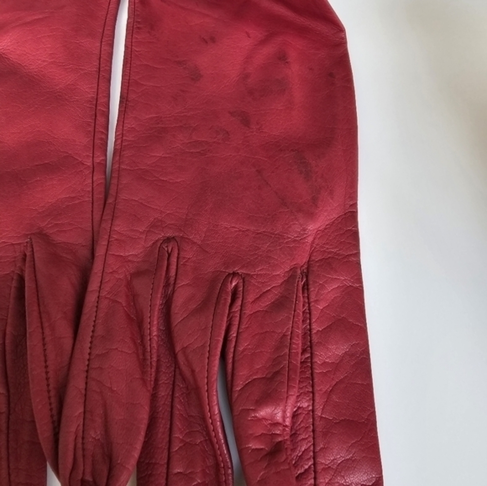 Vintage red leather gloves by Sermoneta, made in Italy‎ - Picture 3 of 10
